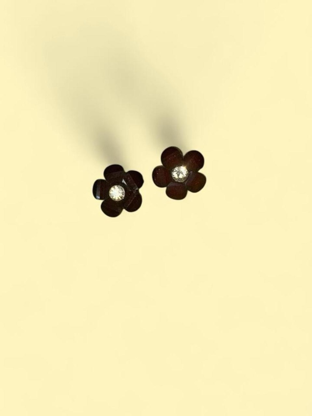 Classic Brown Flower Stud Earrings with Crystal Center